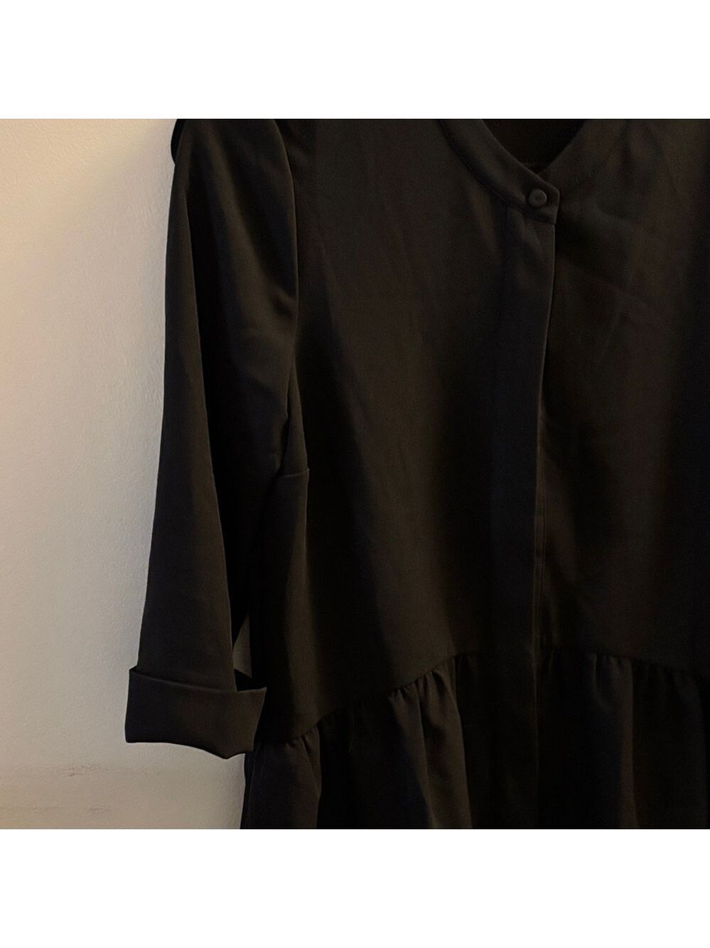 Elegant Black Women's button up shirtdress - Picture 3 of 5
